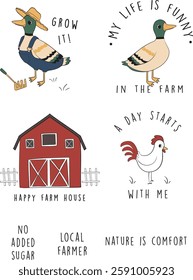 hand drawn cool and cute farm