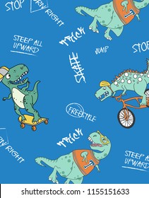 Hand drawn cool dinosaur pattern vector design