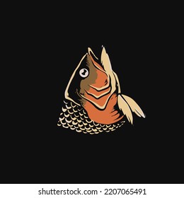 hand drawn cool fish head logo illustration