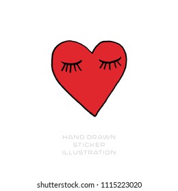 Hand drawn cool vector sticker. Patch and pin design illustration with red heart