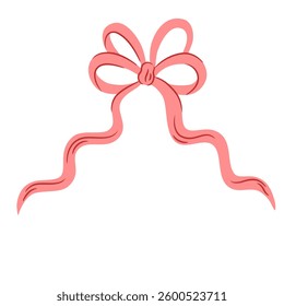 Hand drawn coquette bow and ribbon. Aesthetic elegant girly bow. Elegant vintage girly decor. Trendy art symbol for Valentine day and wedding invitations. Doodle line art vector illustration