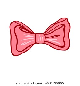 Hand drawn coquette bow and ribbon. Aesthetic elegant girly bow. Elegant vintage girly decor. Trendy art symbol for Valentine day and wedding invitations. Doodle line art vector illustration