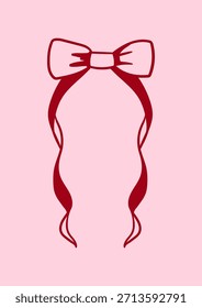Lazo de coqueta dibujado a mano. Vector dibujado a mano ilustración de cinta elegante en estilo vintage. Clipart de Festiva para el cumpleaños, la Navidad, la boda, el día de San Valentín etc.