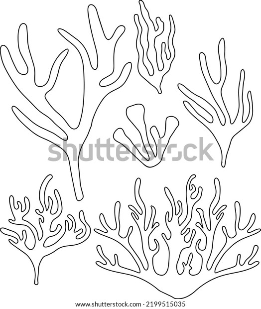 Hand Drawn Coral Vector Outline Stock Vector (Royalty Free) 2199515035 ...