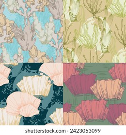 Hand Drawn corals seamless pattern, underwater background, great for textiles, banner, wallpapers, wrapping - vector design