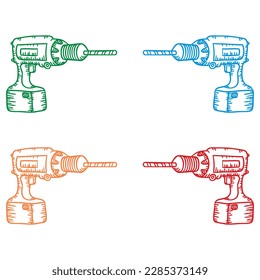 Hand Drawn Cordless Drill Vector Illustration
