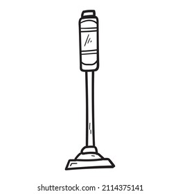 Hand drawn cordless vacuum cleaner icon in doodle style isolated.