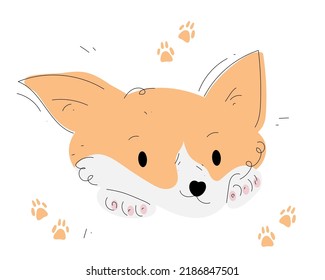 Ilustración de corgi dibujada a mano en estilo doodle
