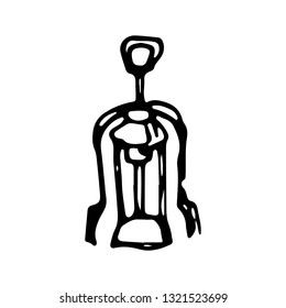 Hand Drawn corkscrew doodle. Sketch style icon. Decoration element. Isolated on white background. Flat design. Vector illustration.