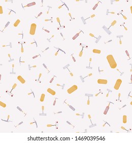 Hand drawn corkscrews on light background seamless pattern. Vector.