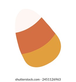 Caramelo de maíz dibujado a mano, Ilustración vectorial plana de dibujos animados aislada sobre fondo blanco. Halloween truco o trato de dulces.