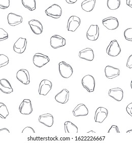 Hand drawn  corn seeds. Vector  seamless pattern.