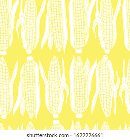 Hand drawn corn. Vector  seamless pattern.