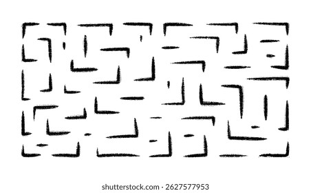 Hand drawn corner elements, rectangular frames by marker, text corners, quote frame, geometric pattern. Crayon marker lines, underlines, dots, frames, grunge texture, doodle vector sketch illustration