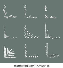 Hand drawn corner set. Vector frames.