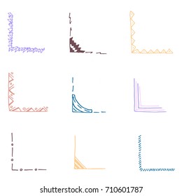 Hand drawn corner set. Vector frames.