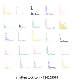 Hand drawn corner set. Vector frames.