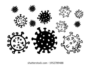 hand drawn corona virus doodle style. COVID-19 symbol. Concept drawing coronavirus