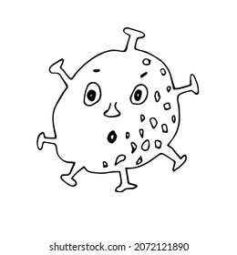 hand drawn corona virus hand drawn funny, doodle  illustration vector isolated 