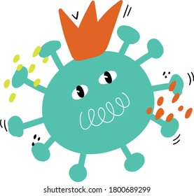 Hand drawn corona virus molecule. Vector element for web. Medical design with symbol of convid19.