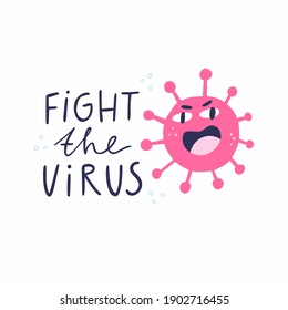 Hand drawn corona virus molecule. Vector clipart element. Medical design with symbok of covid19.