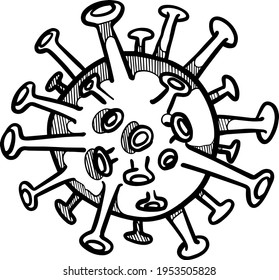 handgezeichneter Coronavirus covid19. Vektorgrafik.