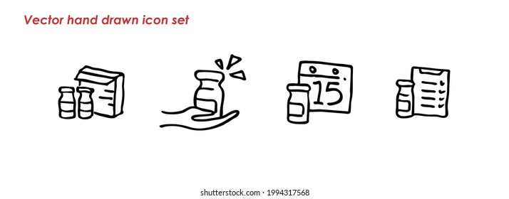 Hand drawn Coronavirus vaccine icon set