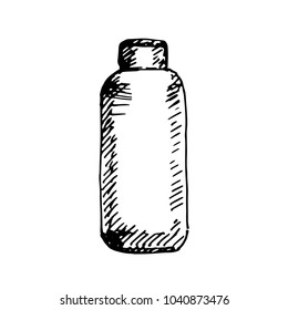 Hand drawn cosmetic container. Sketched mock-up of cosmetic package.