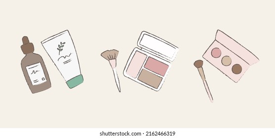 Hand drawn cosmetic and skin care items