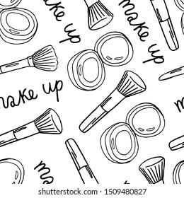 Hand drawn Cosmetic tools.  Isolated beauty products.  Toiletry.