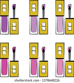 
Hand drawn cosmetics set. Make up, mascara, lipstick, brush, powder, lip gloss, - Fashion illustration vector