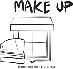 
Hand drawn cosmetics set. Make up, mascara, lipstick, eye shadows, brush, powder, lip gloss, perfume - Fashion illustration vector