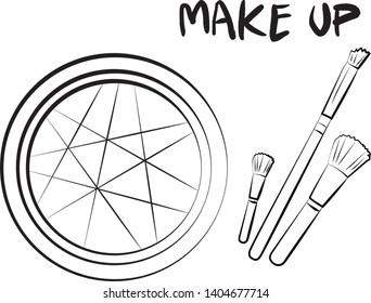 
Hand drawn cosmetics set. Make up, mascara, lipstick, eye shadows, brush, powder, lip gloss, perfume - Fashion illustration vector