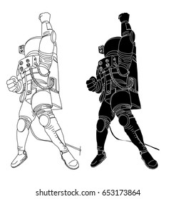 Hand drawn The cosmonaut in space suit isolate outline vector