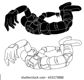 Hand drawn The cosmonaut in space suit isolate outline vector