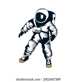 Hand drawn cosmonaut in spacesuit on blank background vector illustration