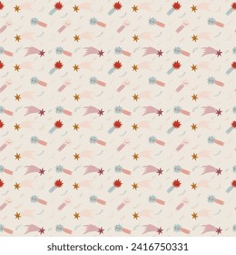 Hand drawn cosmos pattern. Cute stars and abstract patterns. Perfect for kids fabric, textile, nursery wallpaper. Vector illustration.