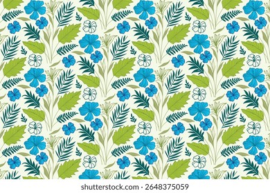 hand drawn cotton flower pattern in seamless format with flowing botanical shapes for packaging paper, kitchen table fabric, and pillowcase production

