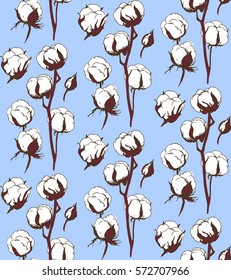 Hand drawn cotton seamless pattern for fabric