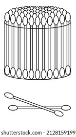 Hisopos de algodón dibujados a mano. Una herramienta para limpiar oídos y maquillaje.