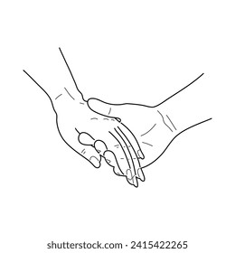 Hand drawn couple hands. Vector in sketch style.