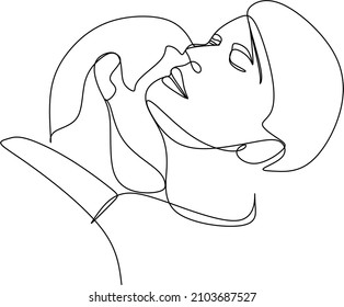 Hand drawn couple line art vector illustration. Man kiss sketch. Happy together. Lovers outline drawing. Love concept. Gay couple kissing. Lgbt concept.Gay Couple line vector illustration. Love print.