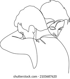 Hand drawn couple line art vector illustration. Man kiss sketch. Happy together. Lovers outline drawing. Love concept. Gay couple kissing. Lgbt concept.Gay Couple line vector illustration. Love print.