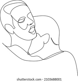 Hand drawn couple line art vector illustration. Man kiss sketch. Happy together. Lovers outline drawing. Love concept. Gay couple kissing. Lgbt concept.Gay Couple line vector illustration. Love print.
