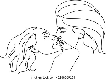 Hand drawn couple line art vector illustration. Man kiss sketch. Happy together. Lovers outline drawing. Love concept. Gay couple kissing. Lgbt concept.Gay Couple line vector illustration. Love print.