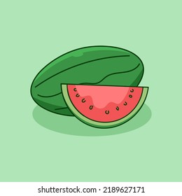 Hand Drawn Couple Slice of Watermelon Fruit