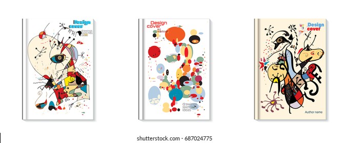Hand Drawn covers. Artistic background.  Design for poster, card, invitation, header, cover, placard, brochure, flyer and more. Stylish modern covers