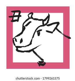 Ilustraciones de vacas dibujadas a mano y tipografía/gráficos