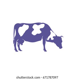 Hand Drawn Cow Silhouette isolated on White background. Vector illustration