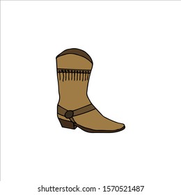 Hand drawn cowboy boots Isolated on a white background. Vector illustration in cartoon style.